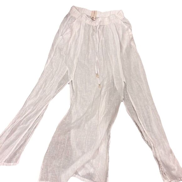 Joie White Linen Maxi Midi Skirt Elastic Waist Resort Boho Beach S - Picture 2 of 5